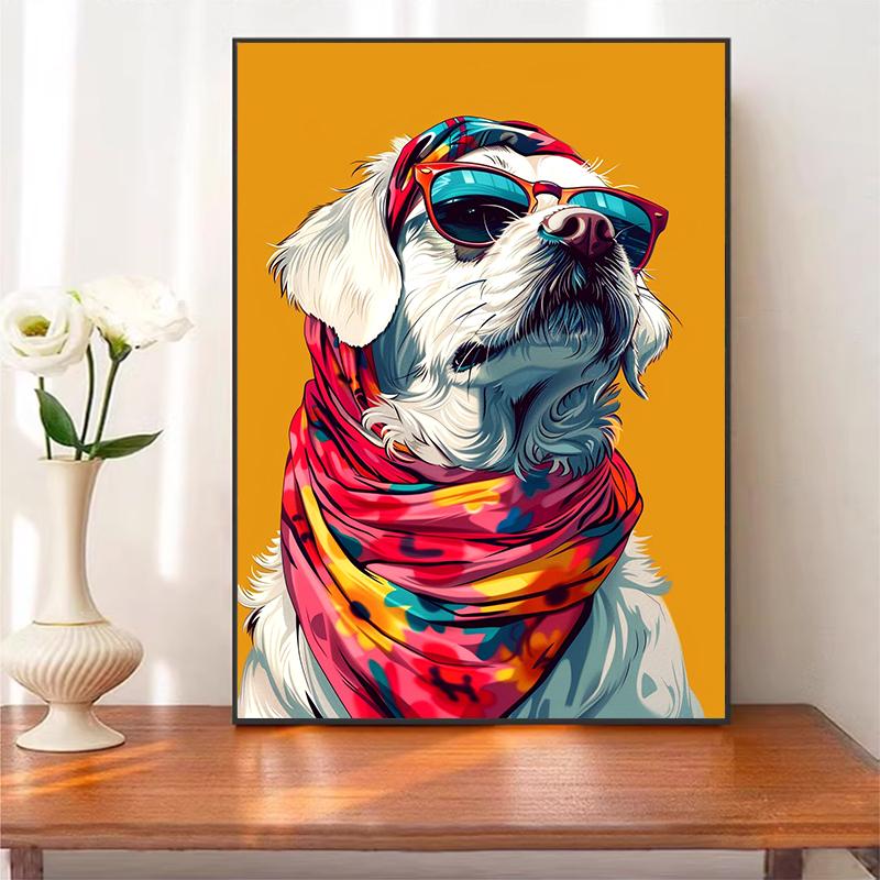 5d DIY Diamond Painting Cross Stitch Colorful Puppy Animals Diamond Embroidery Mosaic Full Round Drill Home Decor Arts