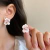 Sterling Silver Needle Drop Glaze Flower Earrings Female Dopamine Sweet Versatile Pearl Stud Earrings French Ears