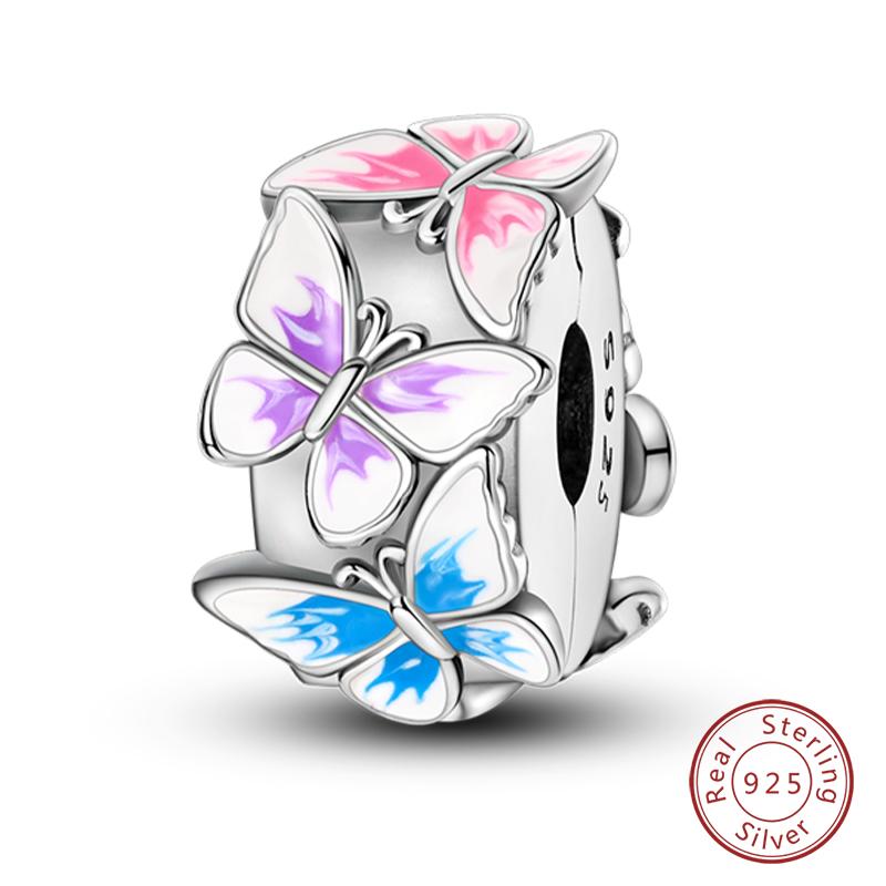 Springtime Copper Sparkling Zircon Colorful Butterfly Charms Beads Fit Qikaola Bracelets Diy Birthday Jewelry Gifts