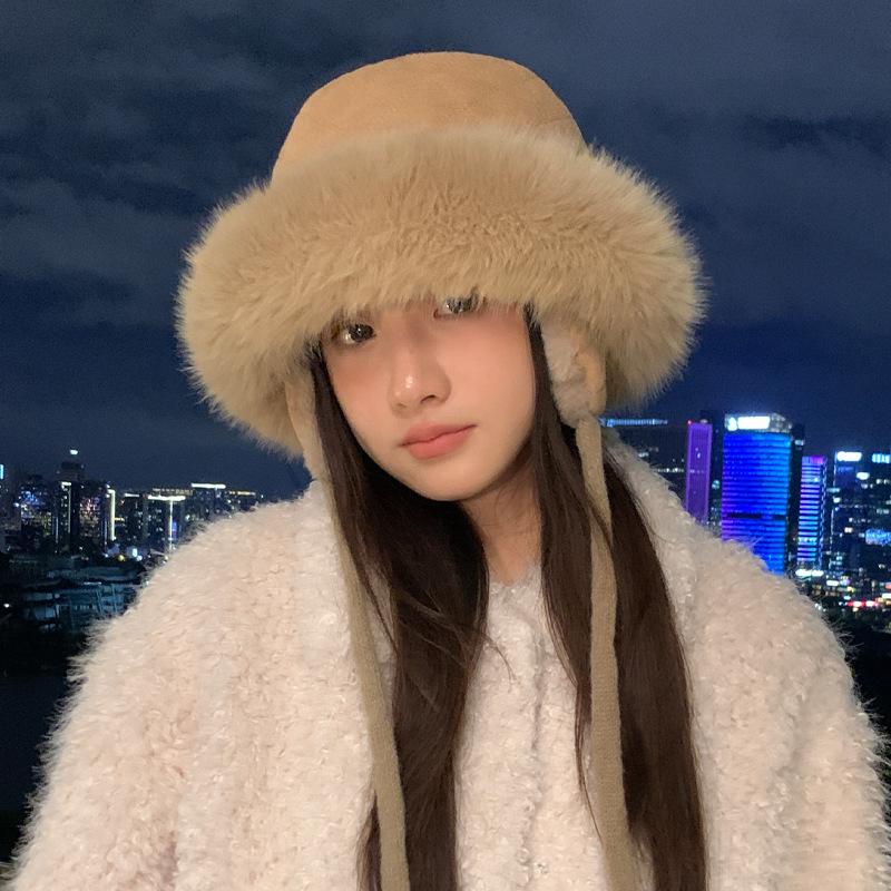 Hat Women's Autumn and Winter Plush Thermal Hat Outdoor Thickened Mongolian Hat Cold-proof Ear Feng Hat