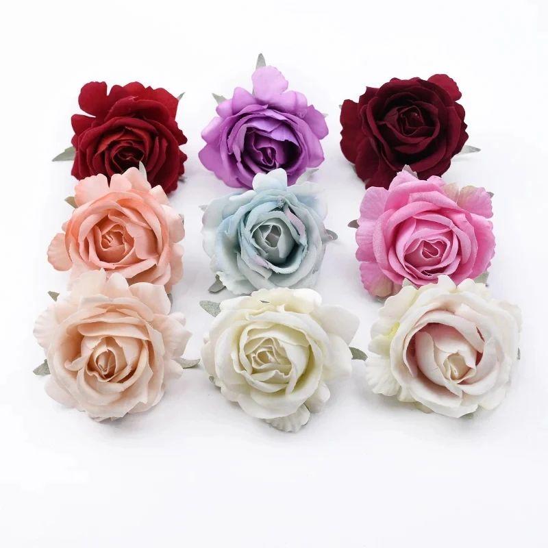 10/30pcs Artificial Flowers Home Room Table Wedding Bride Wrist Silk Roses Head Material Diy Gift Box Festival Decorative Wreath