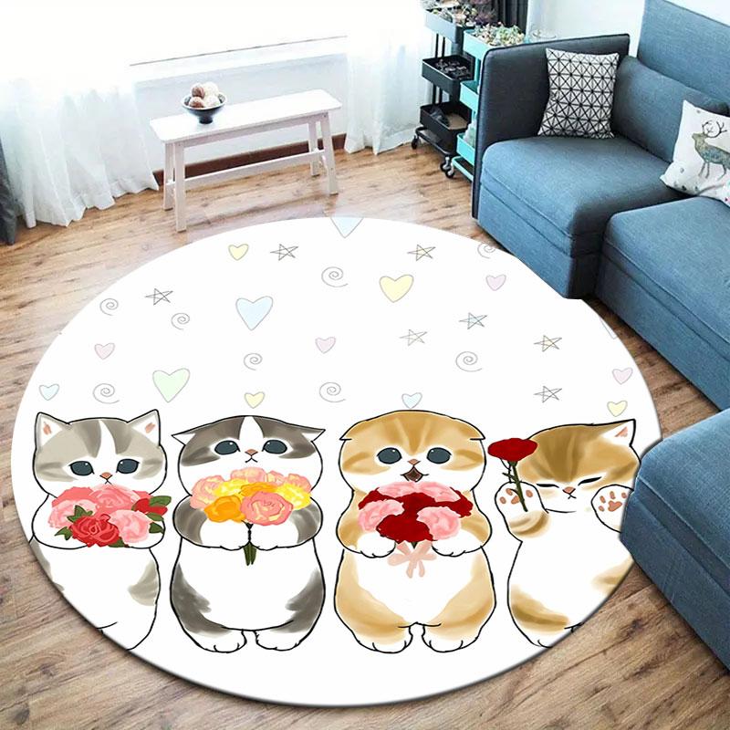 Mofusand Round Area Rug,Carpet Rug for Living Room Bedroom Sofa Playroom Decor,Non-slip Floor Mat
