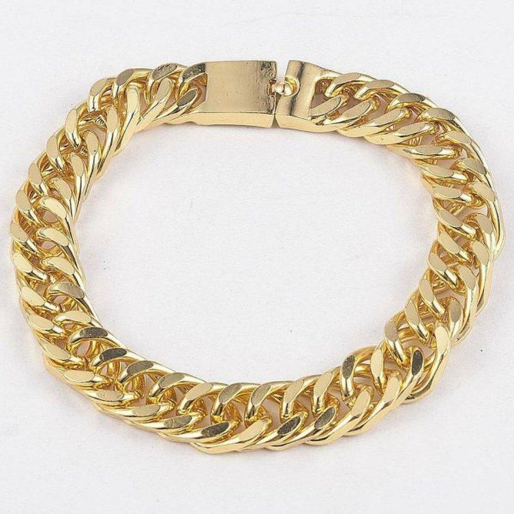 12mm Mesh Gold Plated Stainless Steel Curb Cuban Link Chain Bracelet Jewelry Gold Chain Chain Bracelet Chain Line