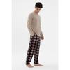 Men's Cotton Long Sleeve Basic Black - Mink Patterned Pocket Detail Pajama Set