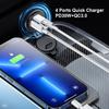83W Car Charger Socket PD30W Fast Charging Dual USB+Type C Outlet Phone Power Adapter with Voltmeter for Motorcycle Truck Boat
