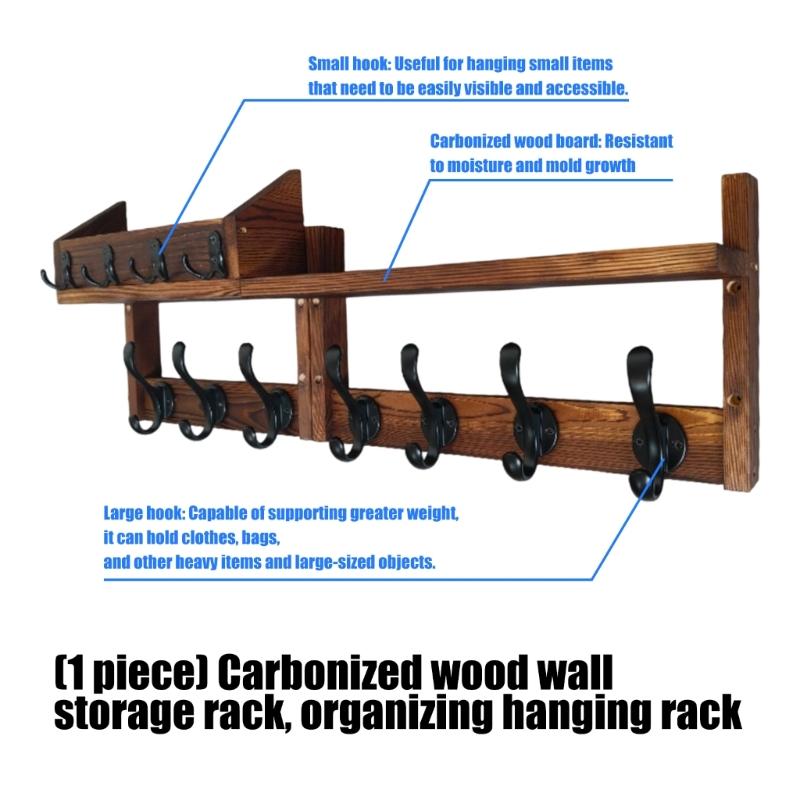 Modern Wooden Wall Mounted Storage Rack With Sturdy Metal Frame For Living Room Bedroom Office Decors