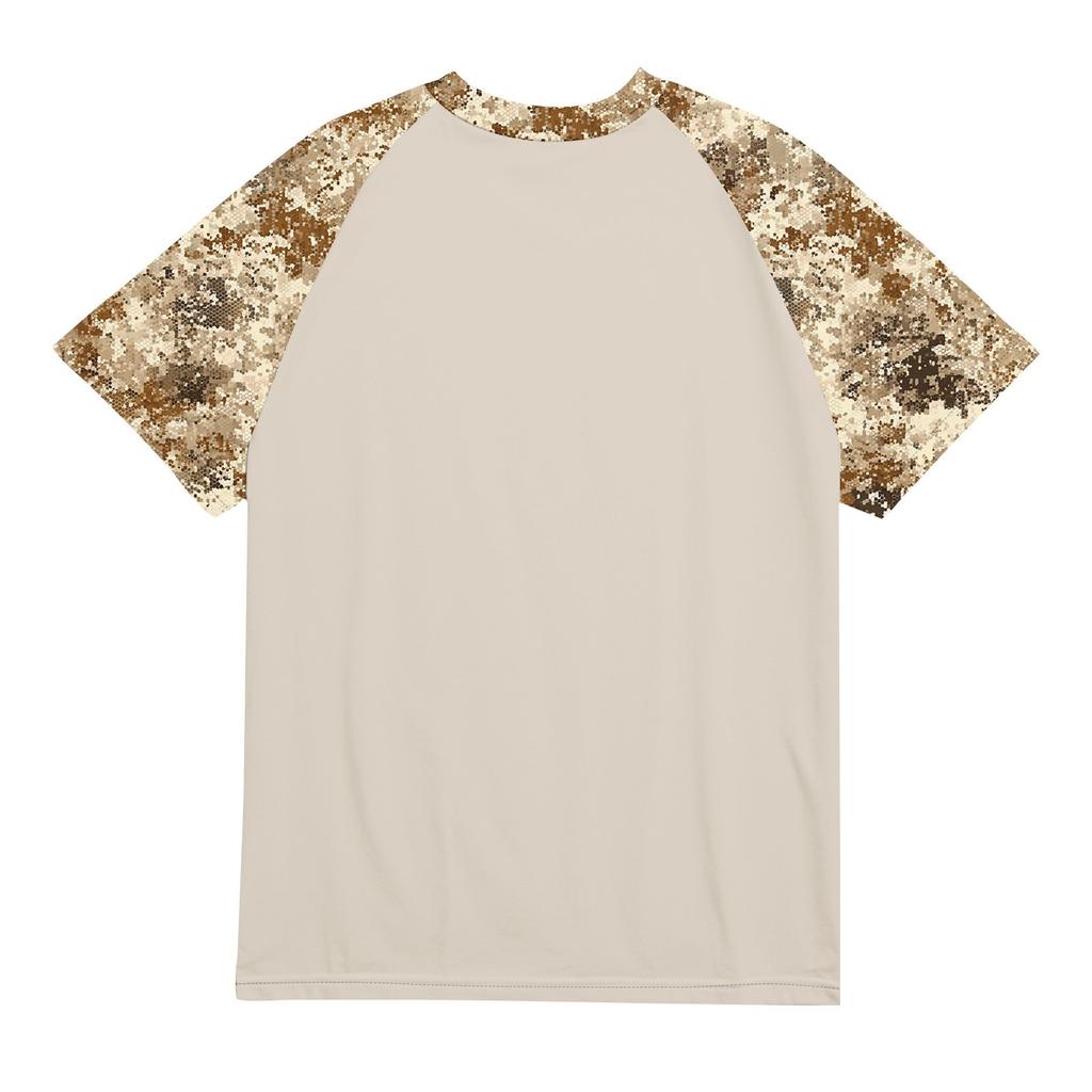 Camouflage Style Printed Raglan Sleeves Men's Short Sleeved Top