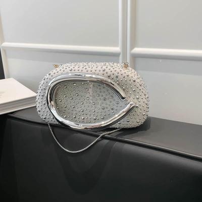 Borsa a Mano Rotonda in Acrilico di Tendenza Europea e Americana con Manico in Metallo - Borsa a Spalla/Crossbody da Sera da Donna