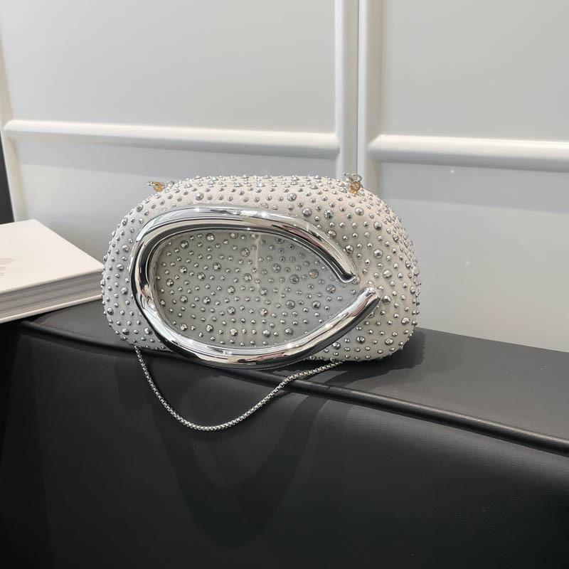 Borsa a Mano Rotonda in Acrilico di Tendenza Europea e Americana con Manico in Metallo - Borsa a Spalla/Crossbody da Sera da Donna