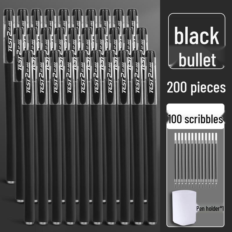 500 Neutral Exam Pens: Student 0.5mm Black Carbon Water-based Sign Pens with Refills