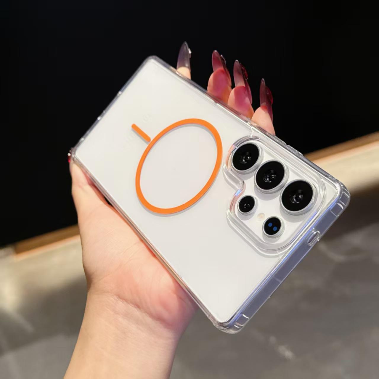 

New Model Suitable for Samsung S25 Eege Mobile Phone Case Magnetic S24ultra Transparent Fine Ring Anti Fall S23 Protective Case Samsung S22 Ultra