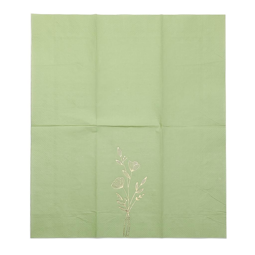 20 sztuk Zielone Liście Złota Folia Serwetki, Ślub Urodziny Impreza w Ogrodzie Dekoracyjne Serwetki do Restauracji, Kuchni, Kawiarni Wystrój.