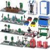 MOOI City Public Facilities Mobile Toilets Phone Booths Trash Cans Swing Chairs Model Building Blocks Montessori Toys MOC Bricks