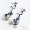 Bijou YASUO Boucles d'oreilles Perle d'eau douce Étincelantes Noir Gris Blanc Pendantes 4cm Cadeau