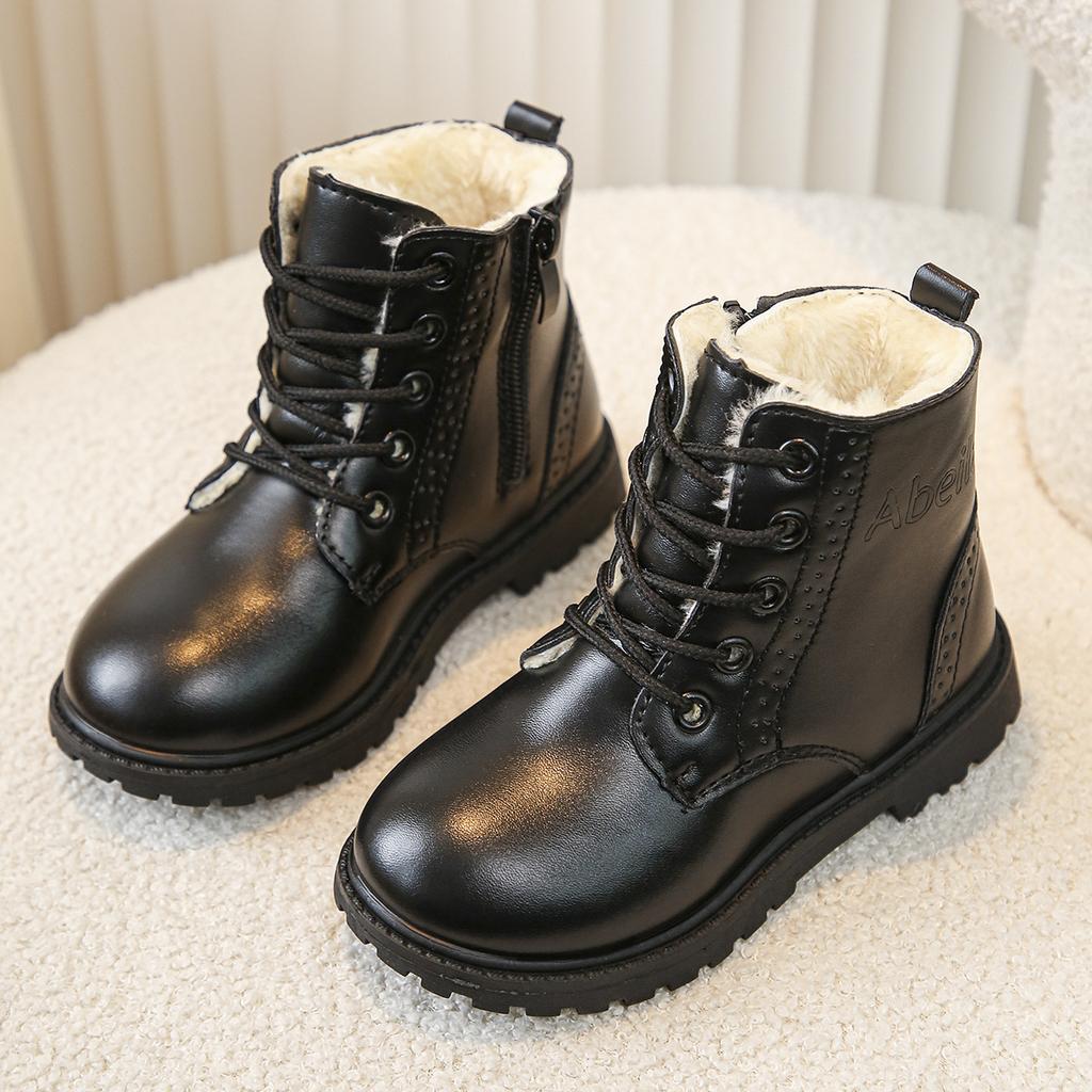 Boys shoes boots autumn and winter new children's leather shoes soft-soled girls Martin boots non-slip middle and older children's short boots