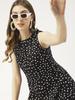 Moomaya Women  S Printed Short Dress, Sleeveless Frilled Hem Round Neck Mini