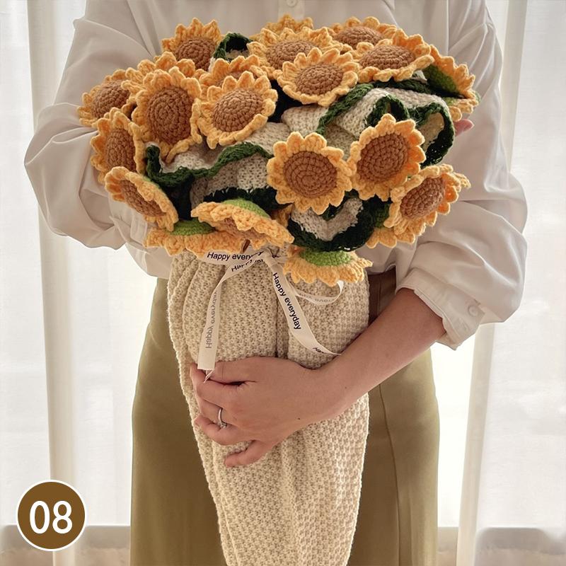 80Cm Finished Crocheted Rose Bouquet Blanket Handmade Knitted Flower Bouquet Blankets Home Decor Bed Sofa Throw Blanket Gift