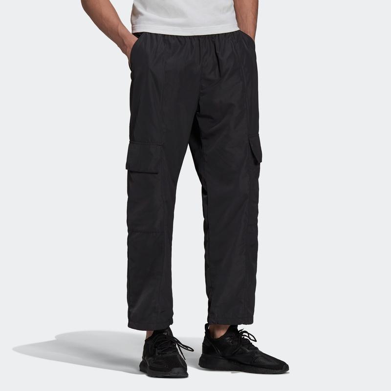 Adidas Originals Trefoil Embroidered Logo Cargo Pants Men Bottoms Black H11368