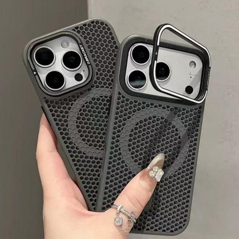 Heat Dissipation Mesh Cooling For Magsafe Magnetic Case For iPhone 17 Pro Max Air 16 15 14 13 12 Pro Max Plus Alloy Lens Bracket