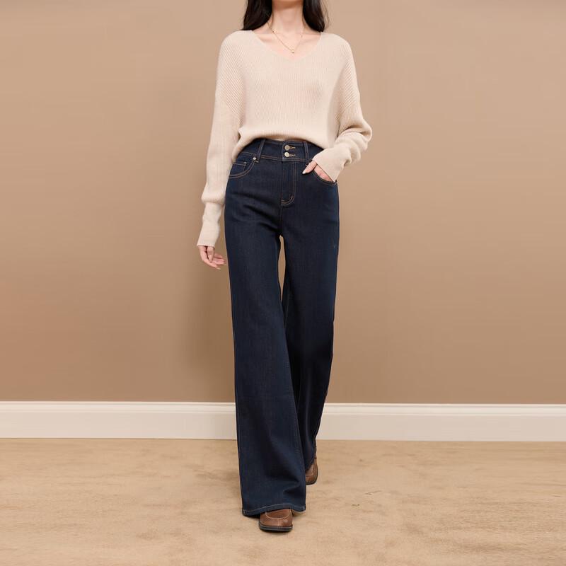 

SanChai Women s High-Waist Fleece-Lined Flare Jeans XL