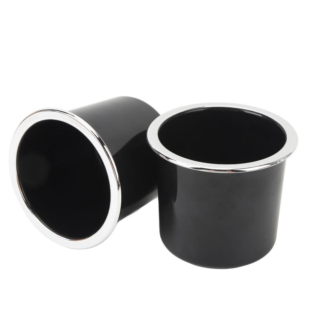 2 Pcs Black Cup Holder with Silver-plated Edges Can Holder Easy Installation RV Cup Holder Yacht