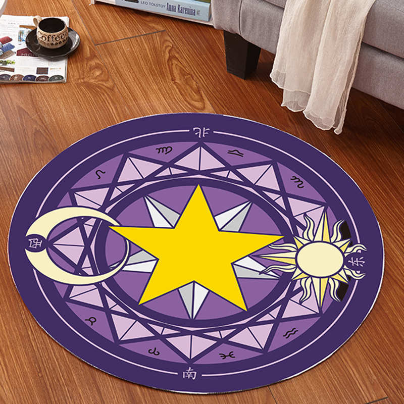 2021 New Anime Cherry Blossom Round Decorative Fluffy Carpet Non-slip Furry Home Bedroom Floor Mats Rugs for Bedroom Area Rug