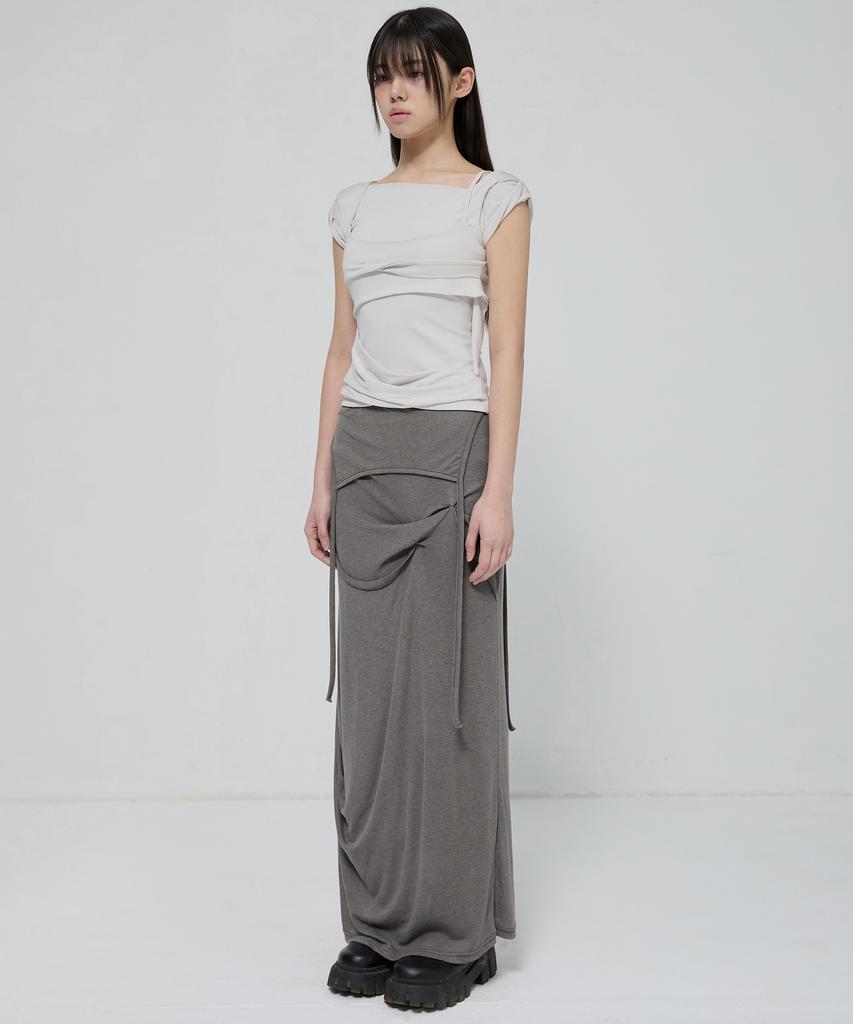 Peulleeoeob Layered Bustier T-Shirt (Fl-108_Cloud White)