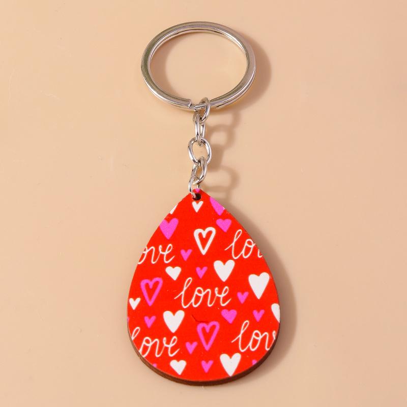 Romantic Wood Keychain Charms Love Heart Lip Keyrings Pendants for Women Girls Handbag Decor DIY Valentine's Day Key Chain Gifts