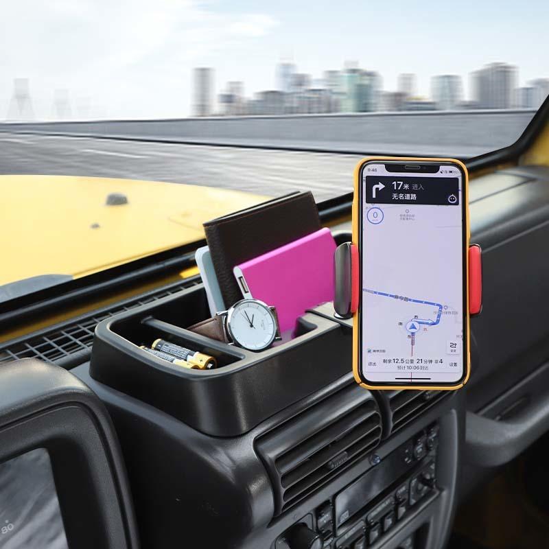 Auto Mittelkonsole Handyhalter Aufbewahrungsbox GPS Ständer Halterung Passend Für Jeep Wrangler TJ 1997-2006 Autozubehör