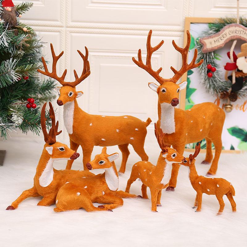 Fawn Sika Deer Christmas Ornaments - Small Decorative Reindeer Props