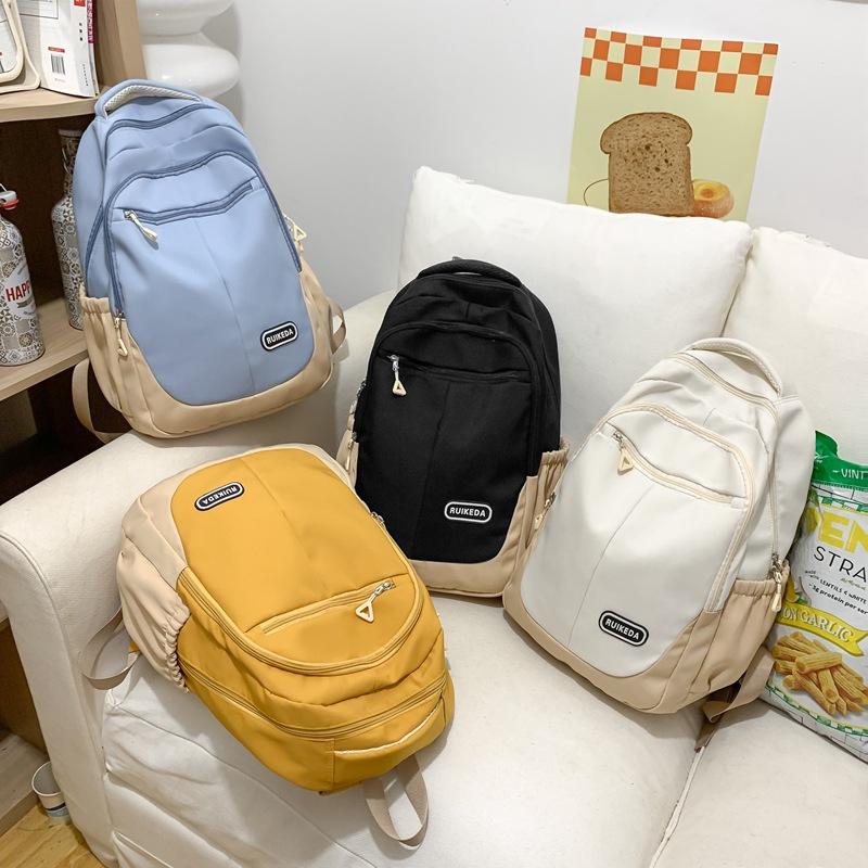 New Backpack Contrasting Colors, Junior High School and High School Students Schoolbag Port Large-capacity College Student Backpack