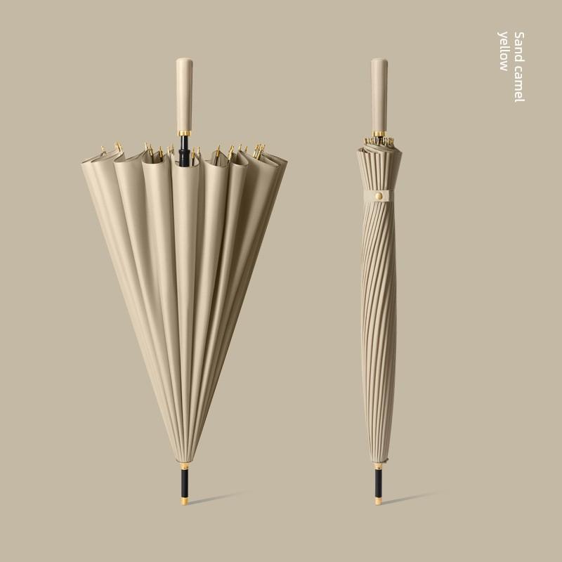 24-Rib Automatic Umbrella, Large Business Straight Umbrella, Double-Handle Factory-Printed Logo Advertising Long-Handle Umbrella