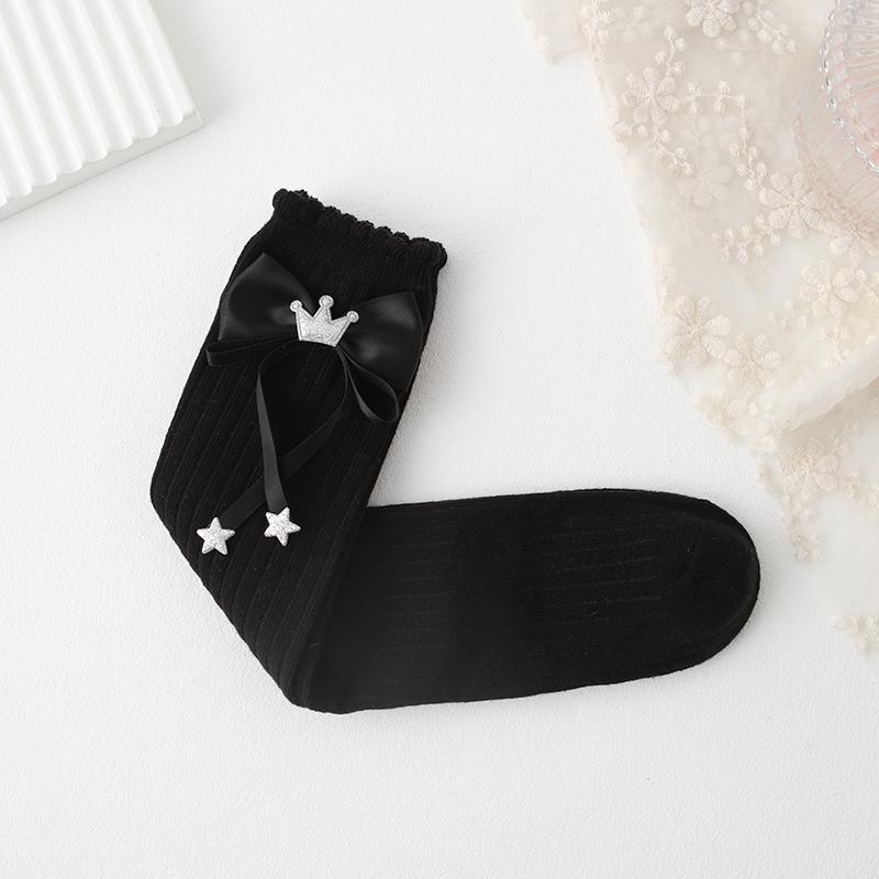 Neue Kinder Mädchen Schleife Lange Socken Frühling Herbst Baumwolle Über Knie Hoch kawaii Socken Niedliche Glänzende Krone Stern Baby Lolita Strümpfe
