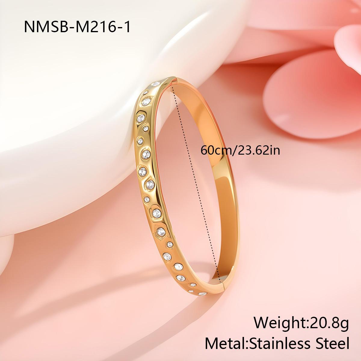 GEMCHIC Women s Gold Stainless Steel Bangle Bracelet Set with Cubic Zirconia, Fashion Geometric Jewelry