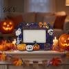 Thanksgiving Home Decor Halloween Wooden Photo Frame, Pumpkin Ghost Cat Cutout Picture Frame Holder, Double-sided Holiday Tabletop for Party Seasonal