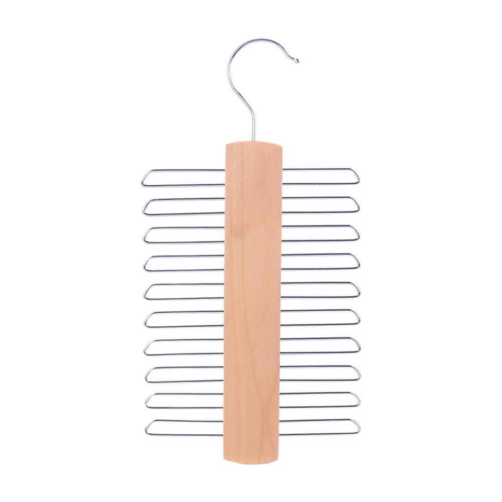 Creative Wooden Tie Hanger 20 Bar Double Tie Rack Non-slip Space Saving Silk Scarf Belt Organizer Rack Cabinet
