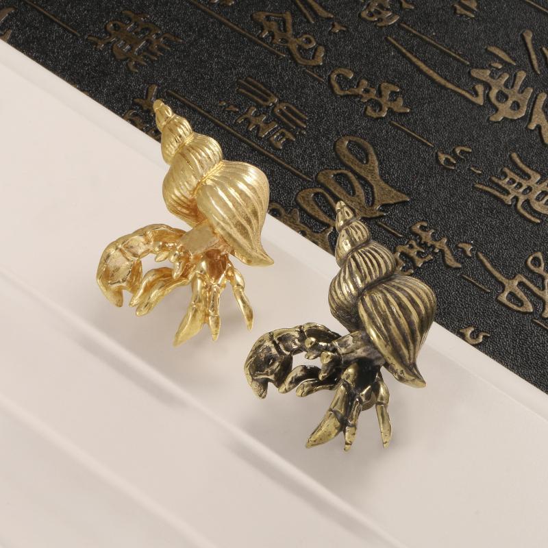 Vintage Ocean Style Hermit Crab Handles Cabinet Pulls Door Metal Handle Knobs Brass Knobs Decorative Drawers Diy