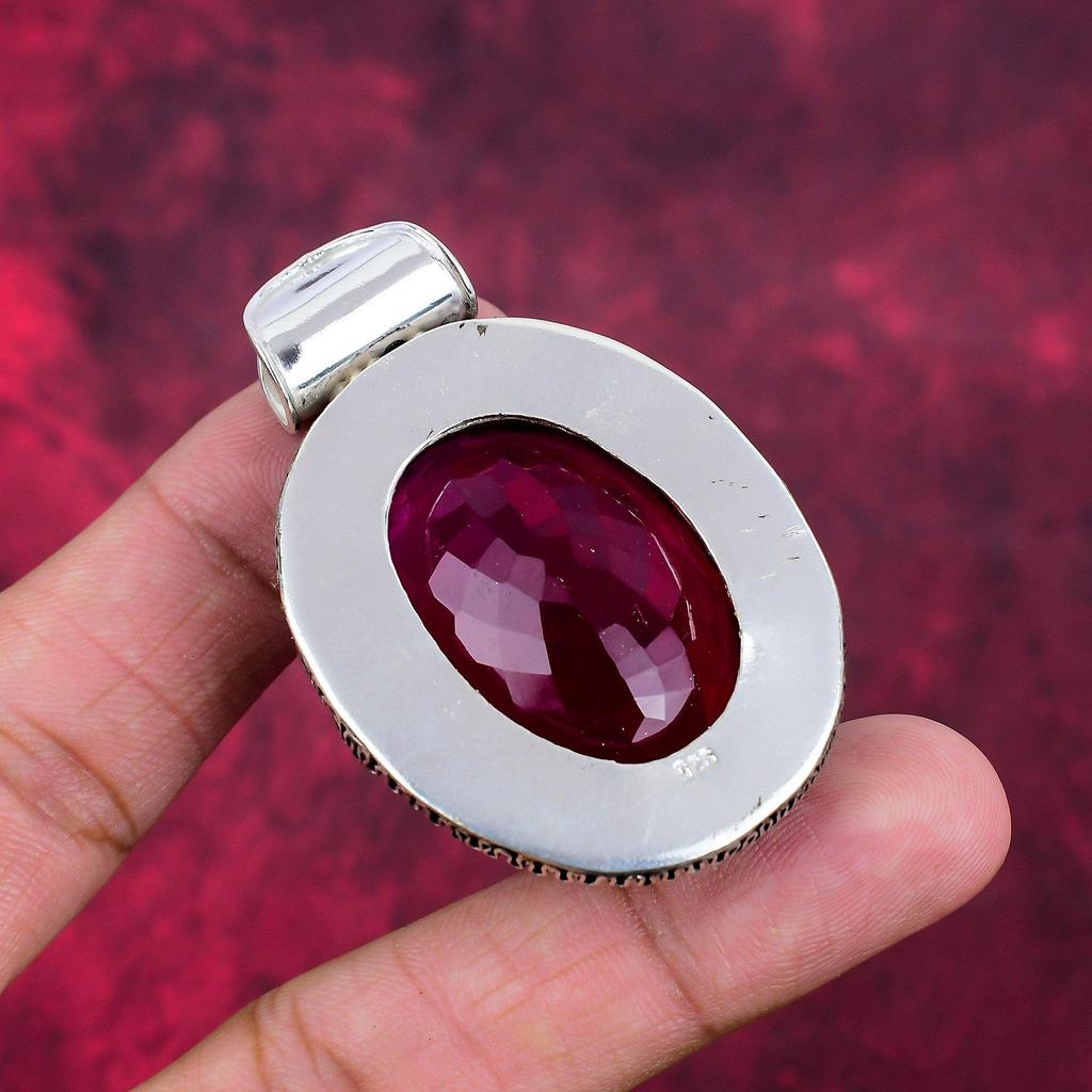 Rubellit Anhänger, 925 Sterling Silber Anhänger Edelstein Schmuck, handgefertigter Anhänger Erstaunlicher Schmuck, Geschenk für Sie