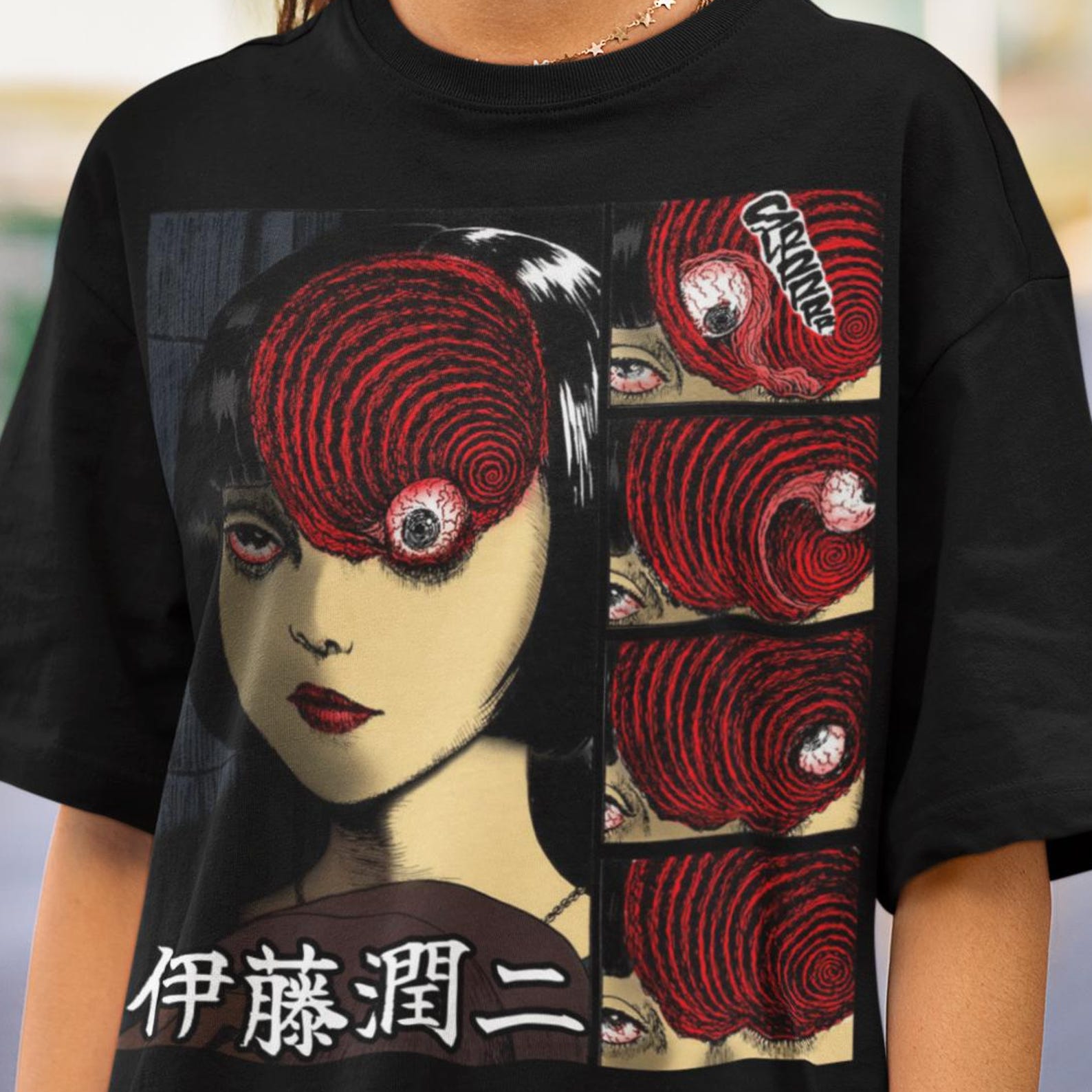 90s Anime Manga Creepy Girl Shirt: Tomie Anime Horror Shirt, Japanese Dark Anime T-Shirt, Girl Eyes Shirt, Gothic Manga Horror Unisex shirt S
