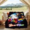 1PC Custom Name Colorful Horse Splash Art Flannel Blanket Versatile,all-season Throw Suitable for the Living Room,bedroom,camping,travel,and Gift