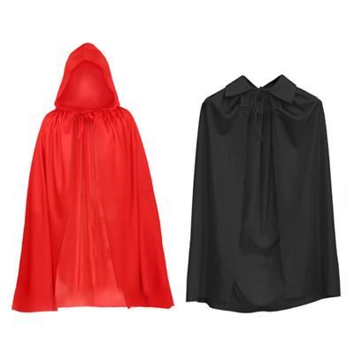 Disfraz de Halloween Para Hombres Mujer Niños Niña Niño Adulto Muerte Diablo Aterrador Rol Capa Larga Negra Roja Con Capucha