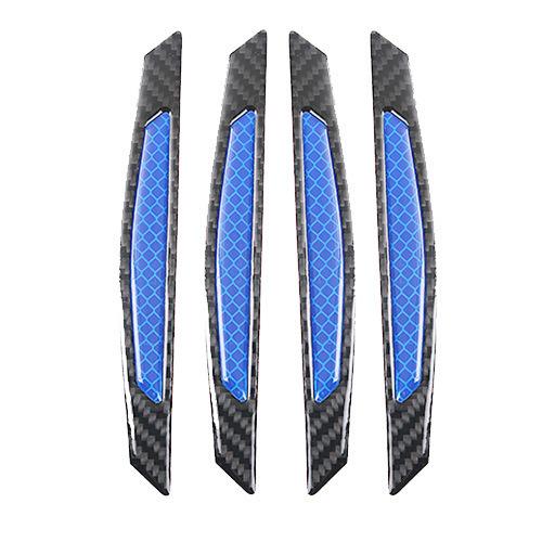 4Pcs Carbon Fiber Door Edge Protectors, Reflective PVC Car Side Door Protection Strips, Scratch-Resistant Universal Decorative Stickers 4PCS синий