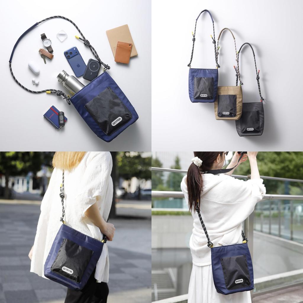 Hakuba OUTDOOR PRODUCTS Rope Camera Mini Shoulder 4977187005769 Bag, AZ, Large, Navy, Lightweight, Compact, Water-Repellent, AMZODRCMSBLNV,