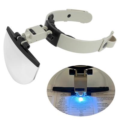 Lentille optique à monter sur la tête Pour la lecture Broderie Entretien Loupe LED 1.5x 2.5x 3.5x 4.5x 5.5x Lunettes loupe casque