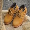 Low-top Rhubarb Boots Leather Martin Boots Men's Tianbai Lan Oxford Outsole Locomotive Shoes Tooling Shoes Retro Trendy Shoes