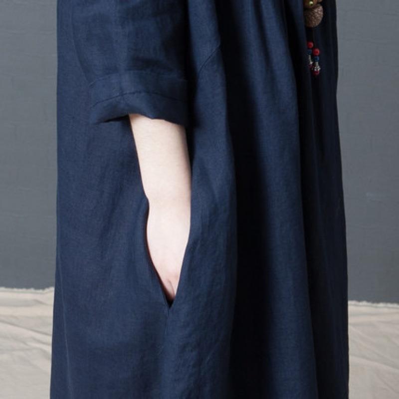 Loose Plus Size Women's Linen Solid Color Dress