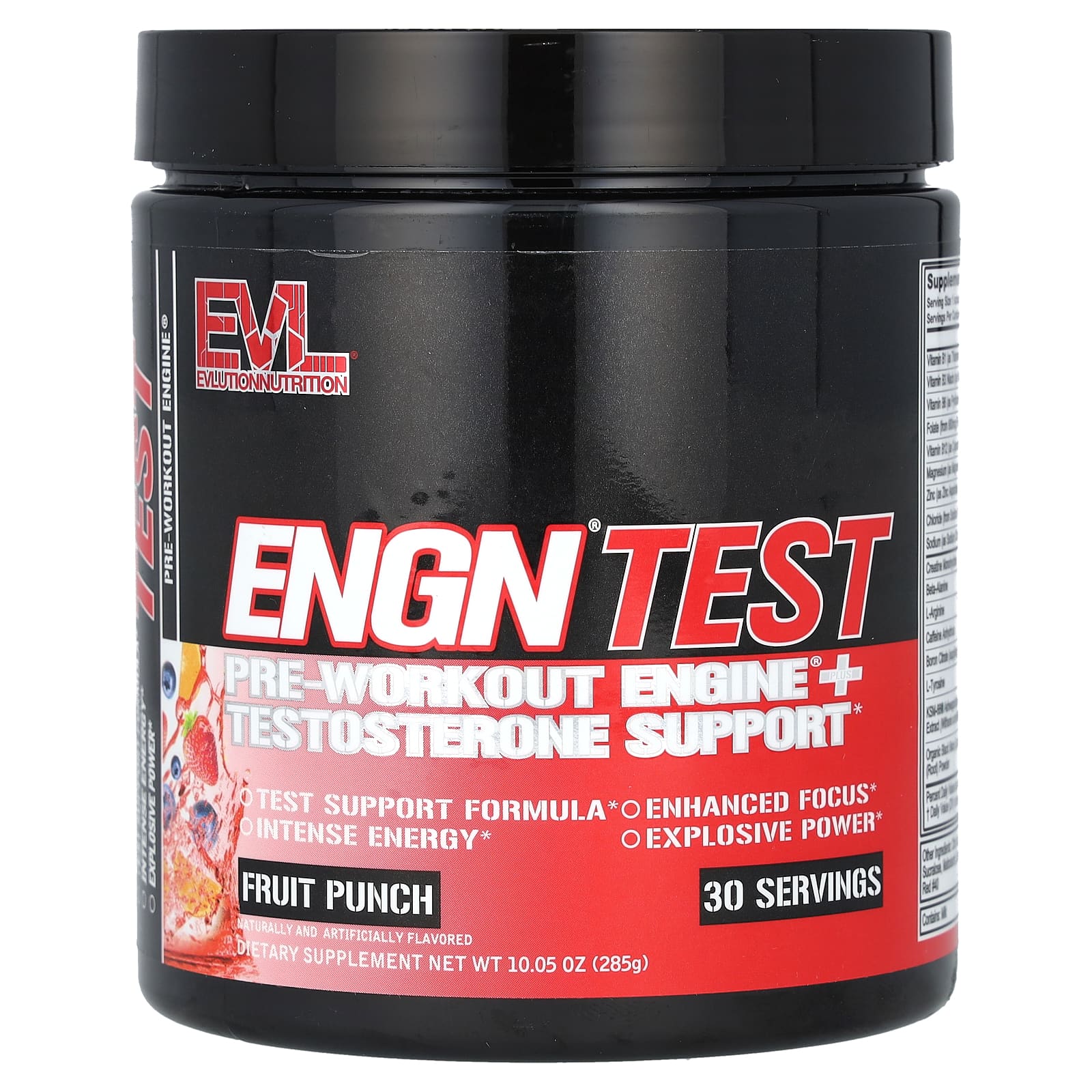 

Engn Test, Pre-Workout Energy Boost + Testosterone Boost, Fruit Punch, 285G(10.05Oz)