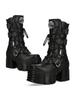 Fashion Gothic Platform Ankle Boots Spanish Rock Punk Chunky Heel Motorcycle Boots with Chains Streetwear Combat Boots for Women's