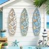 Wooden Surfboard Wall Hanging Decor Coastal Beach Hollow Surfboard Wall Art for Summer Tropical Bedroom Living Room Decoration