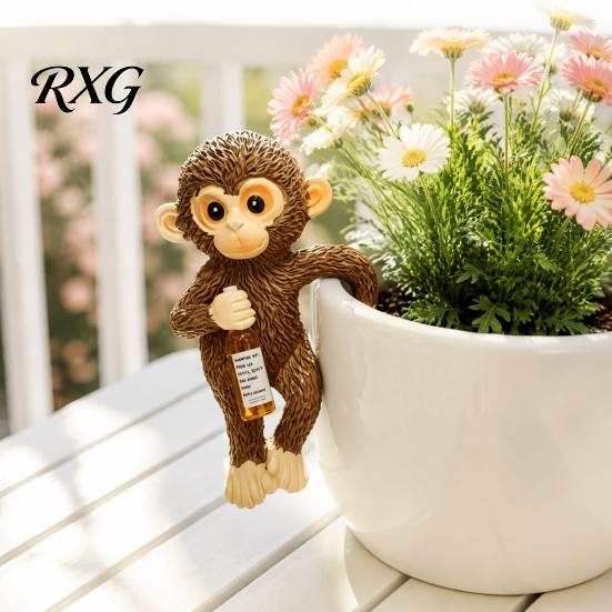 Unique Gift for Monkey Lovers Planter Hanging Statue, Resin Plant Pot Hugger, Decoration Cute Miniature Figurine Flower Edge Outdoor Animal Ornament